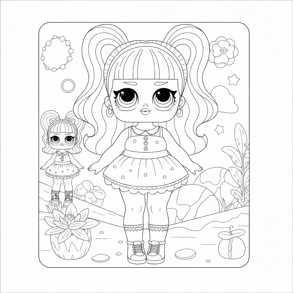 página para colorir educativa de lol doll