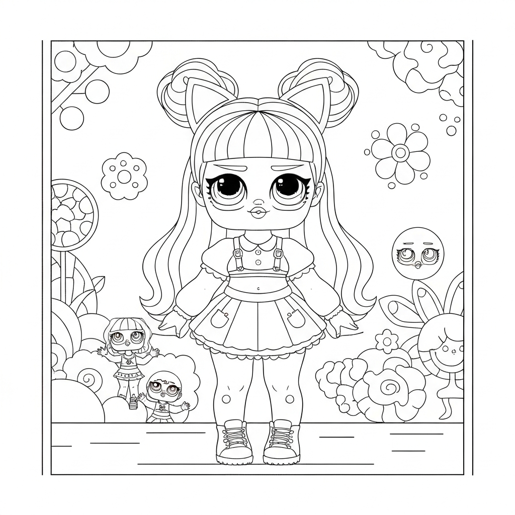 página para colorir de retrato de lol doll