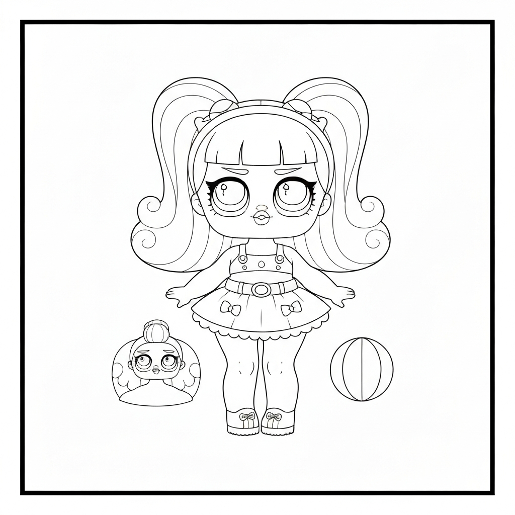 página para colorir simples de lol doll