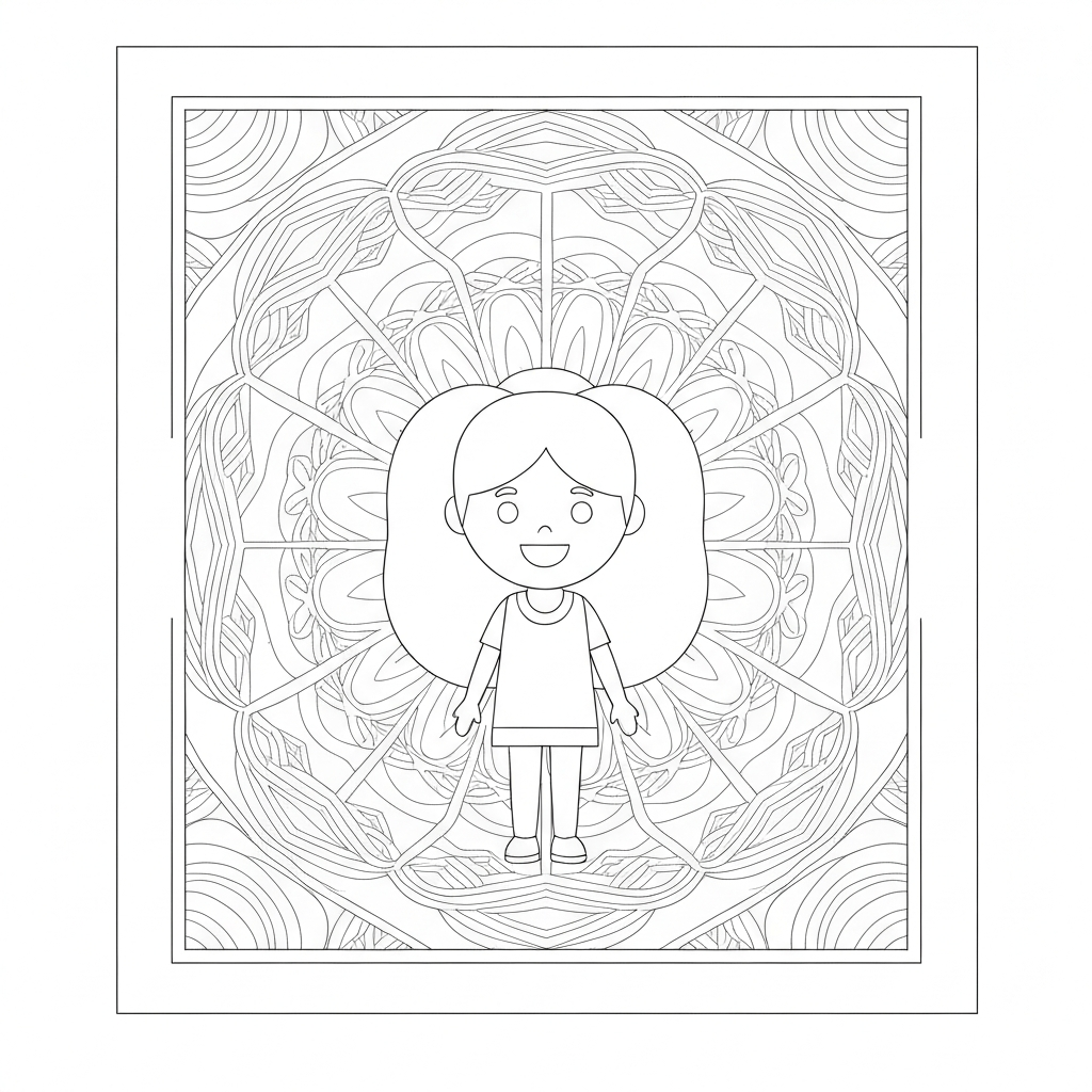 mandala art family coloring page