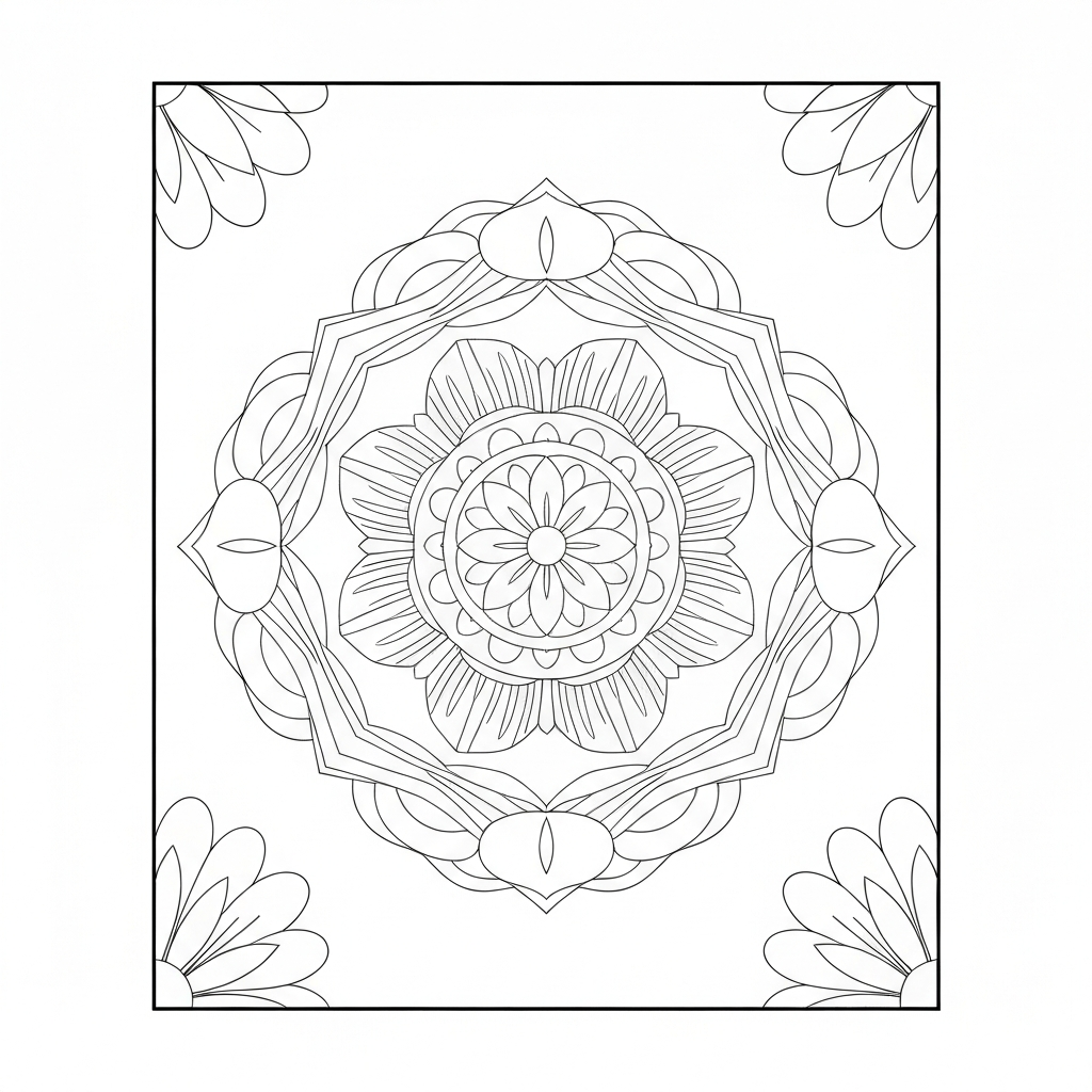 mandala art flowers coloring page