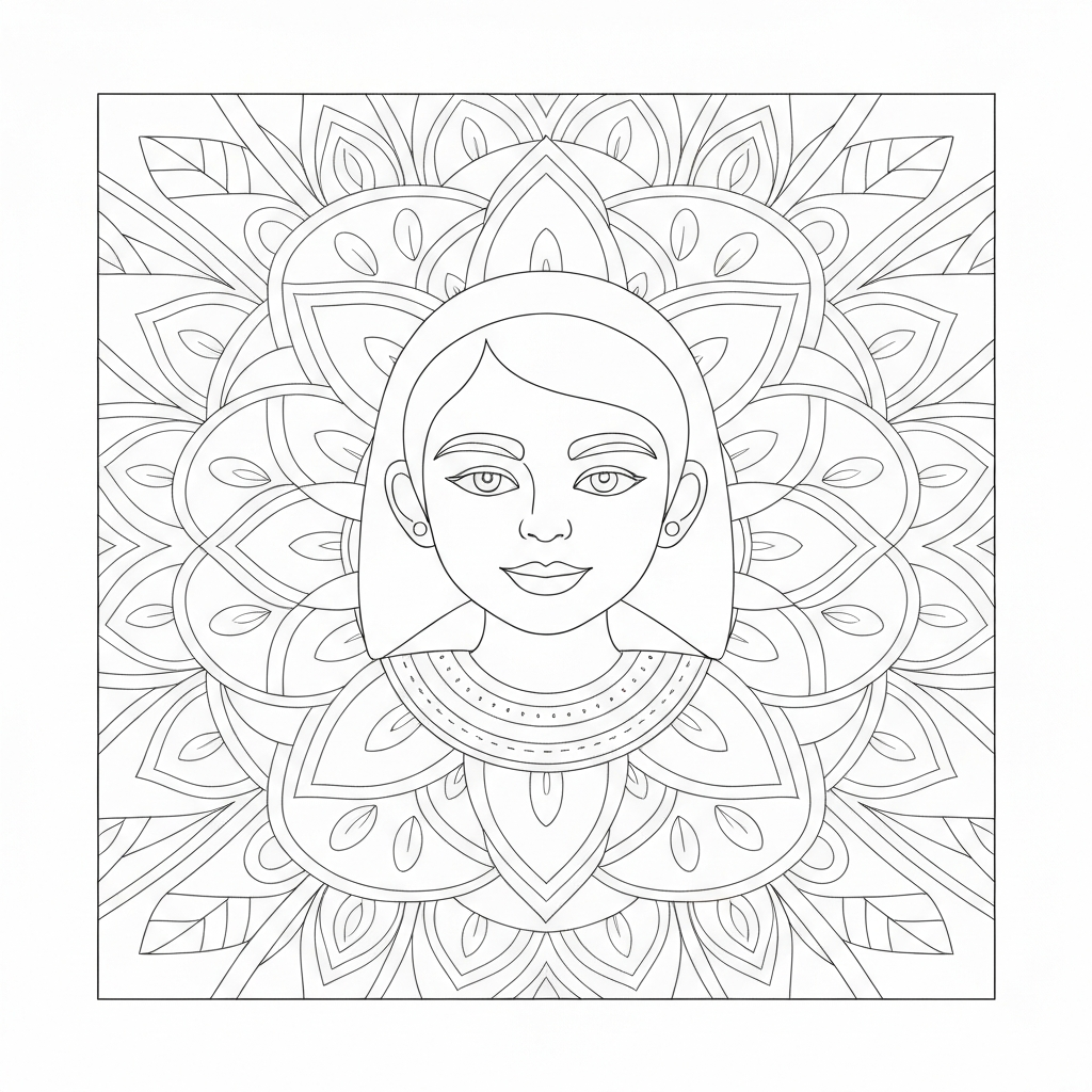 mandala art portrait coloring page