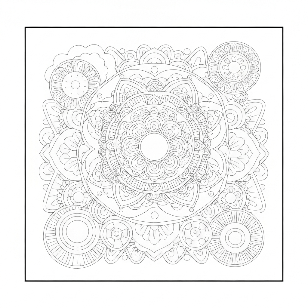 mandala  for adults cartoon coloring page