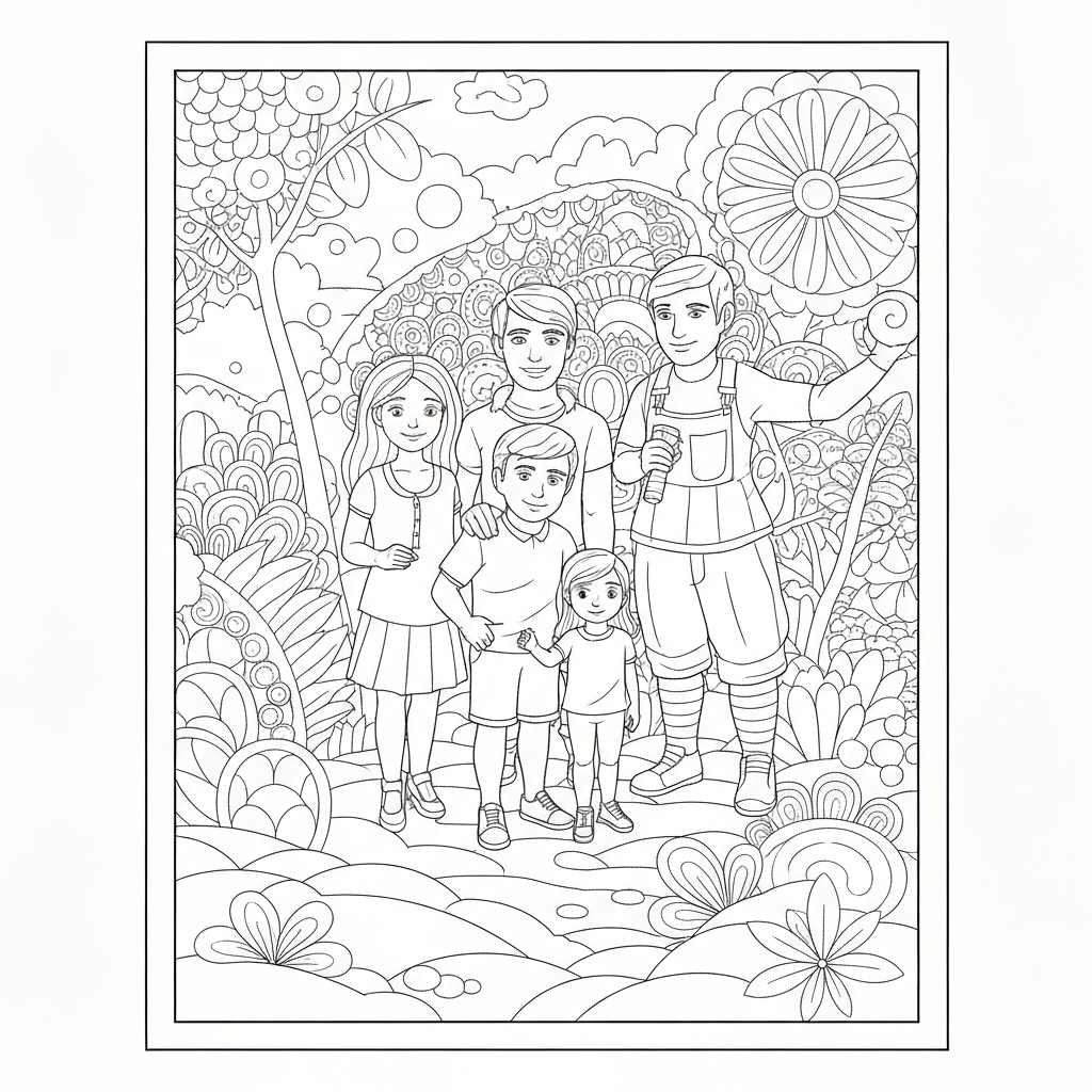 mandala  for adults family coloring page