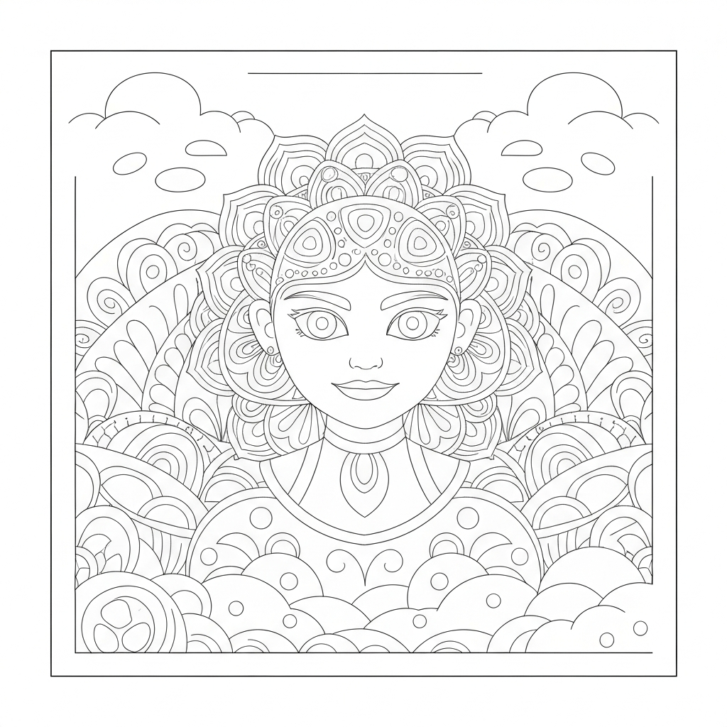 mandala  for adults portrait coloring page