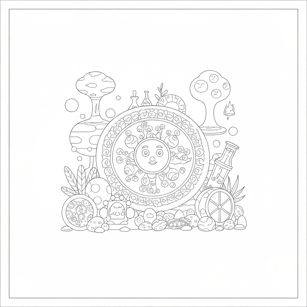 mandala  science educational coloring page