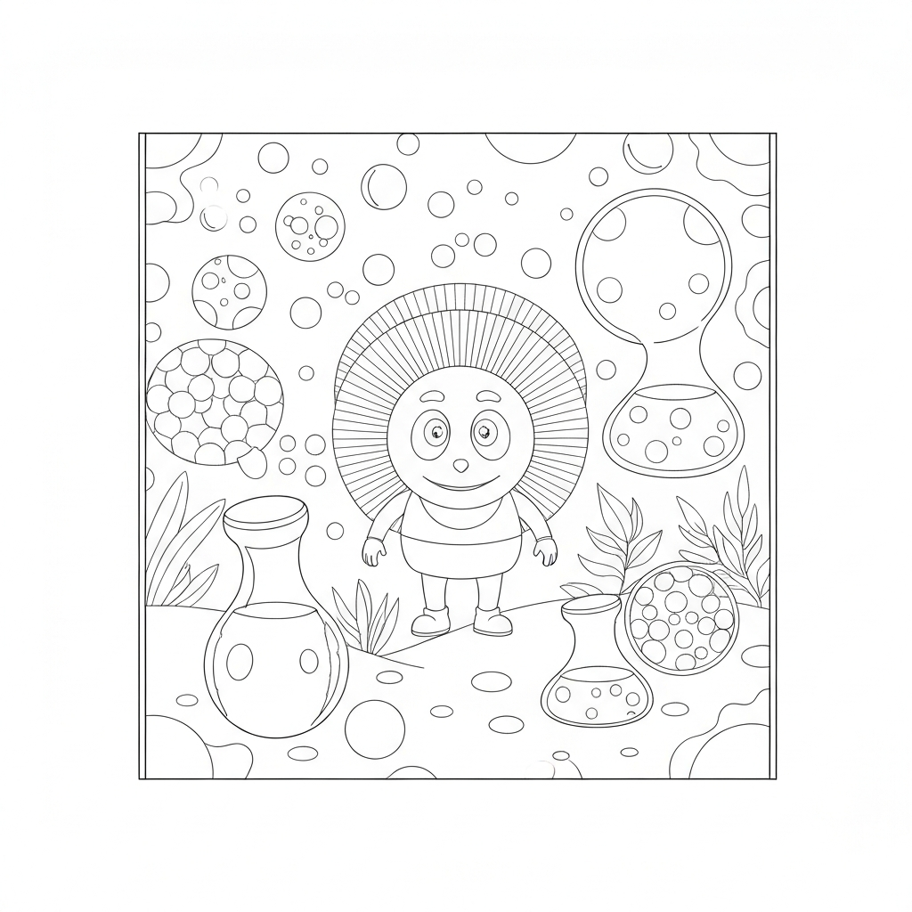 mandala  science simple coloring page
