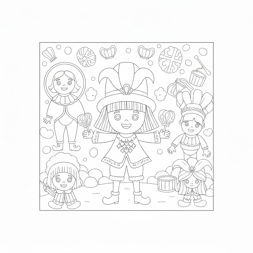mardi gras cute coloring page