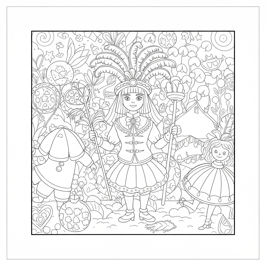 mardi gras detailed coloring page