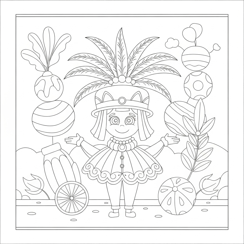 mardi gras flowers coloring page