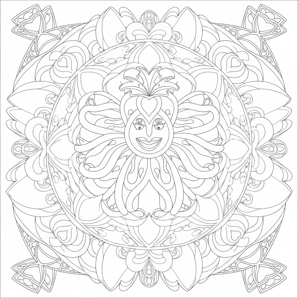 mardi gras mandala coloring page