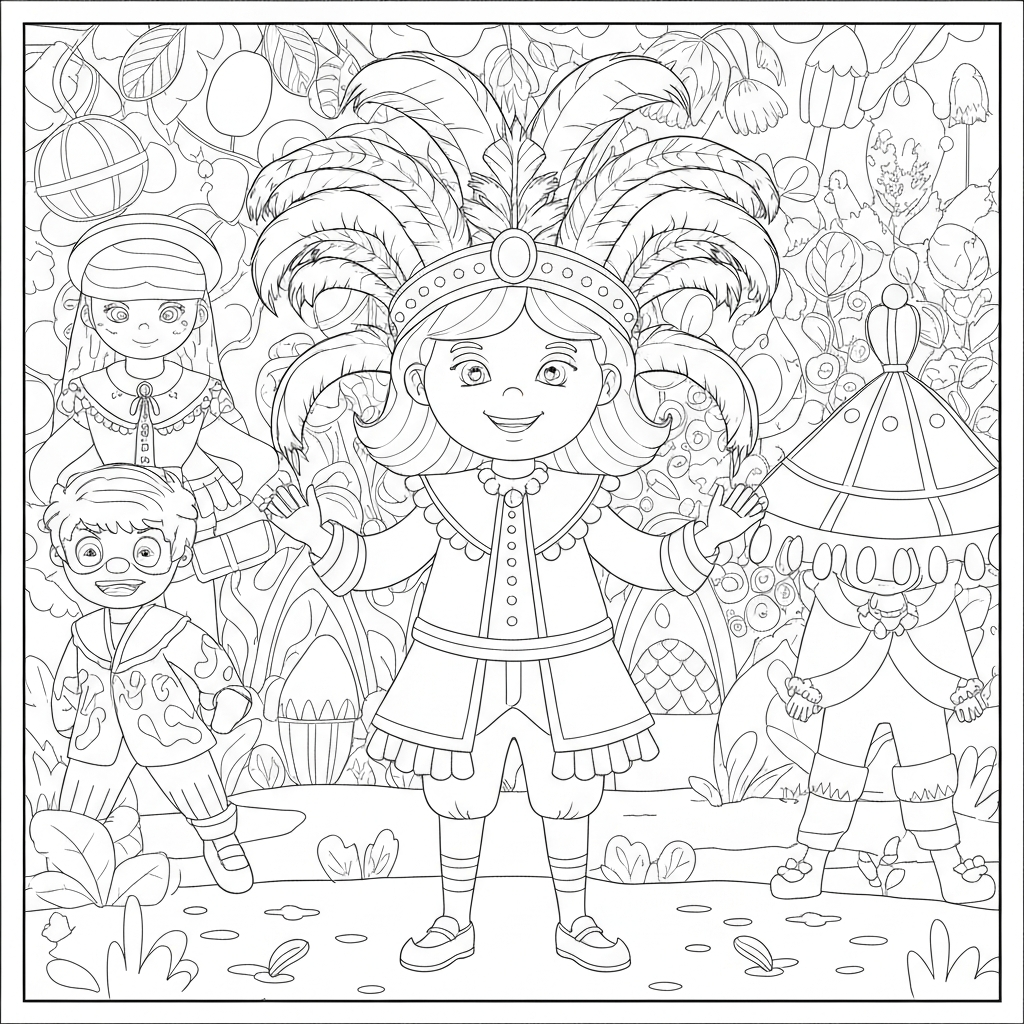 mardi gras portrait coloring page