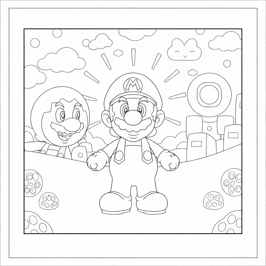 mario bros baby coloring page