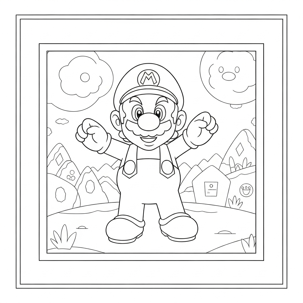 mario bros cartoon coloring page
