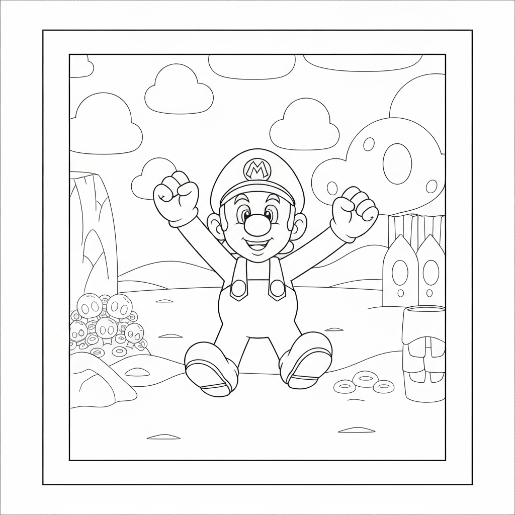mario bros cute coloring page
