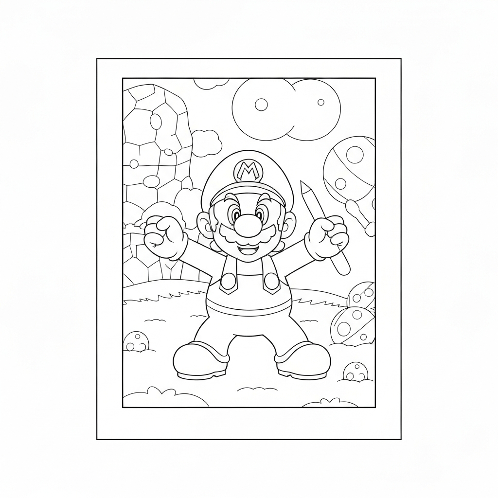 mario bros detailed coloring page