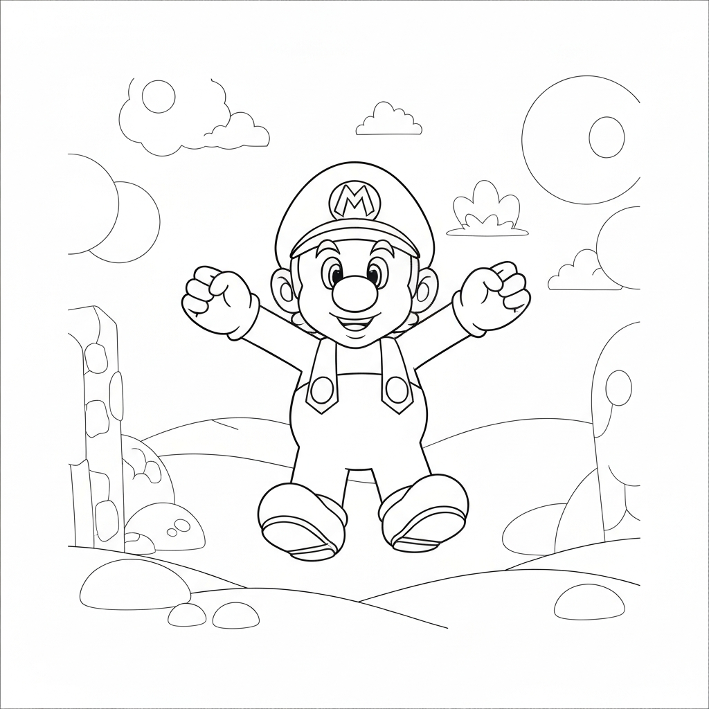 mario bros educational coloring page