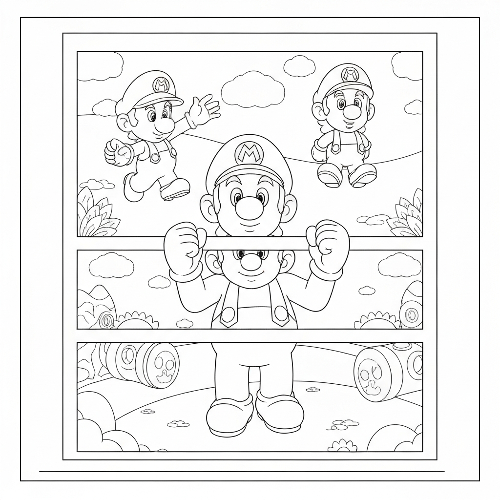 mario bros family coloring page