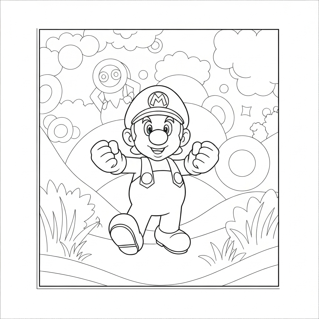 mario bros mandala coloring page