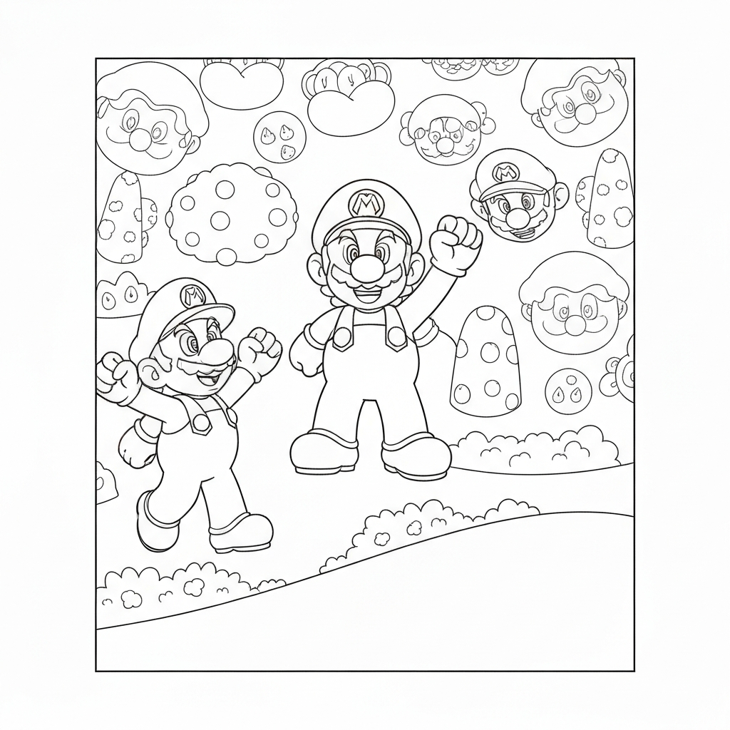 mario bros pattern coloring page