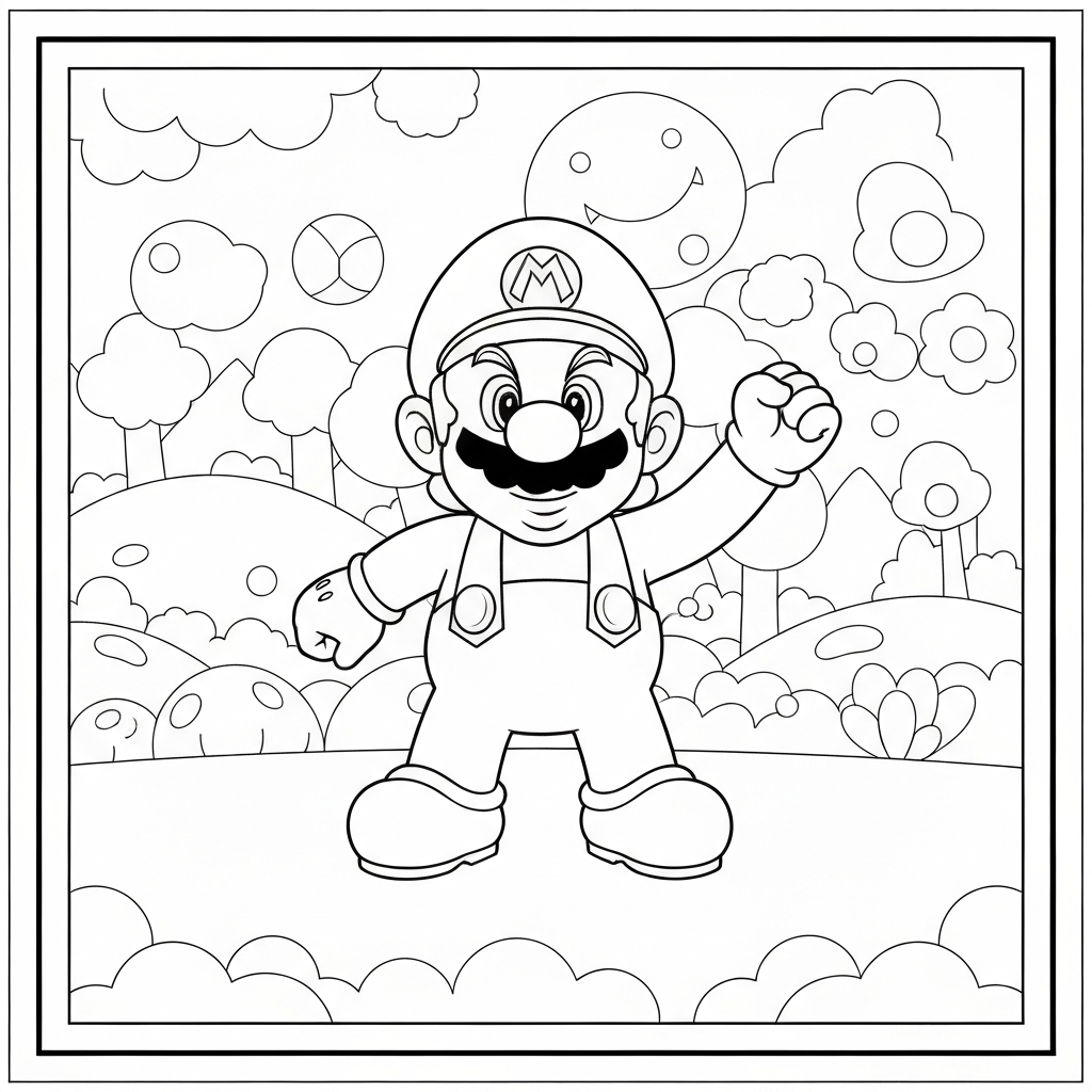 mario bros portrait coloring page