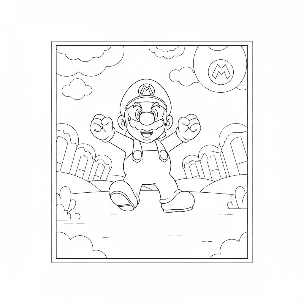 mario bros simple coloring page