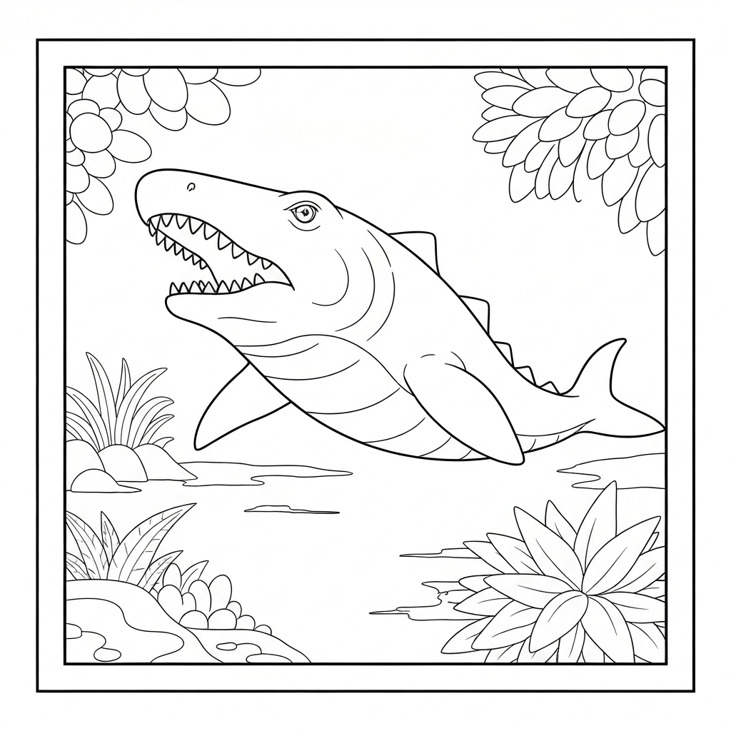 megalodon abstract coloring page