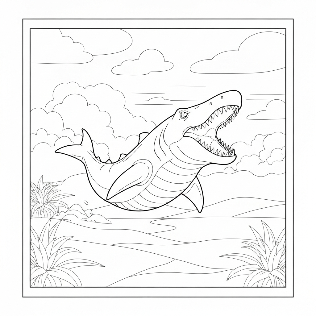 megalodon action coloring page