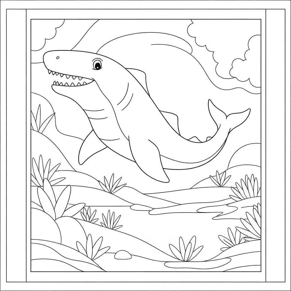 megalodon baby coloring page