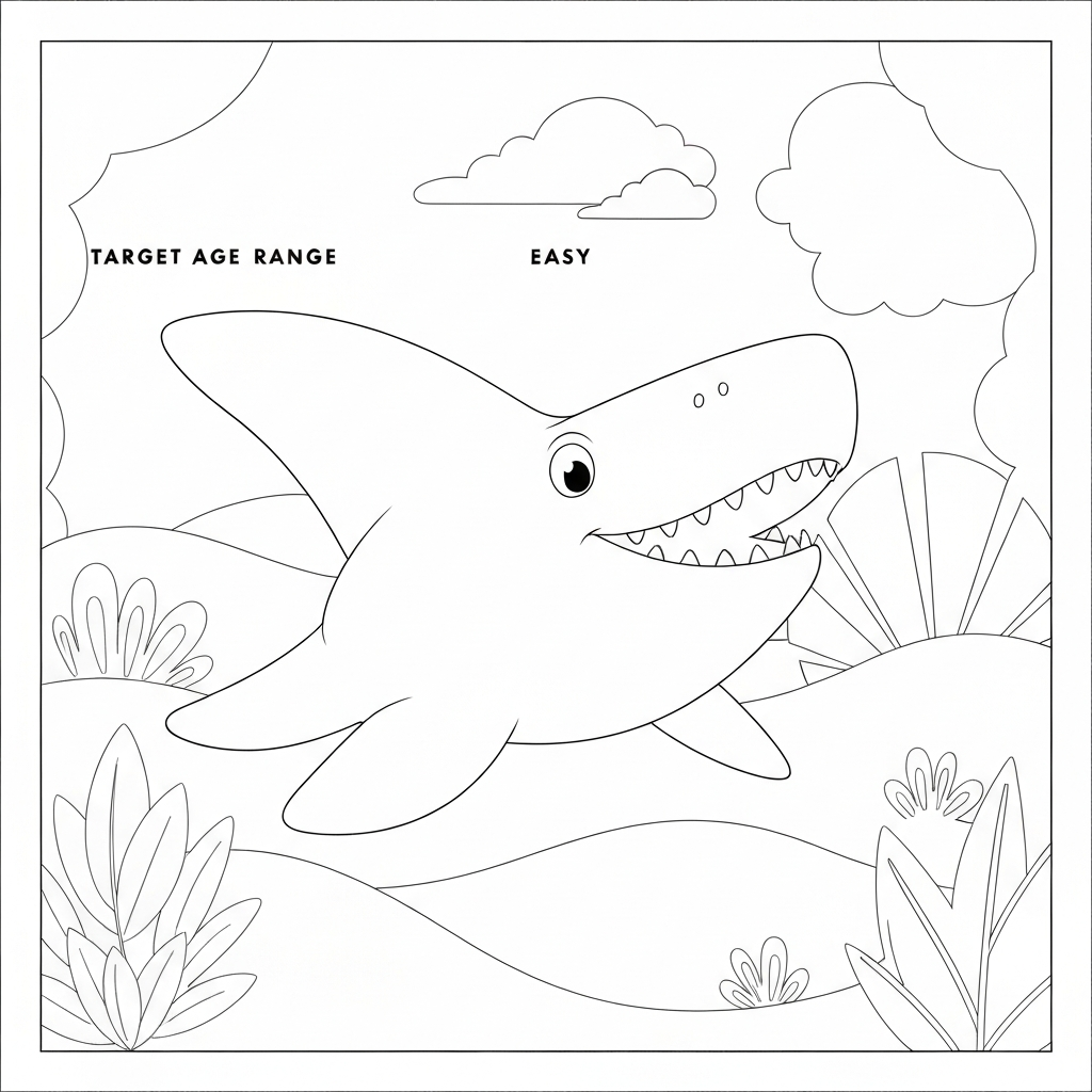 megalodon cute coloring page