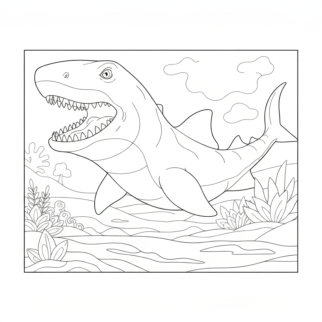 megalodon decorative coloring page