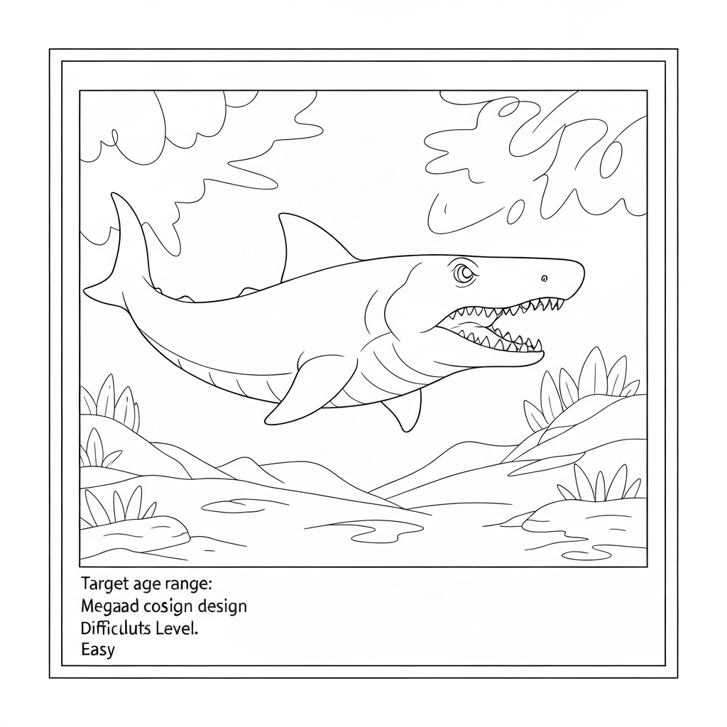 megalodon detailed coloring page