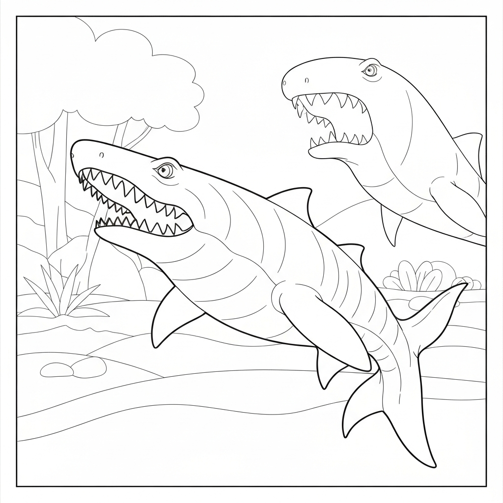 megalodon easy coloring page