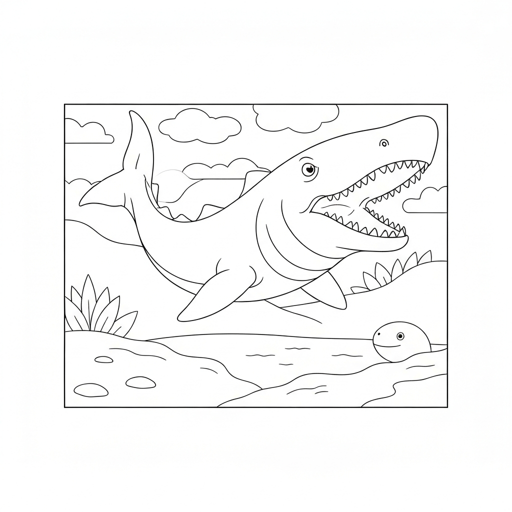 megalodon educational coloring page