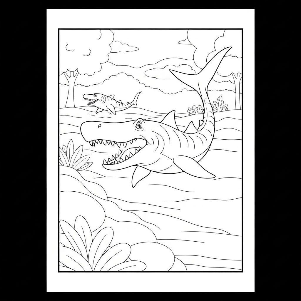 megalodon family coloring page