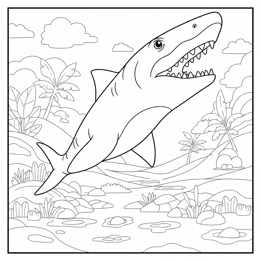 megalodon pattern coloring page