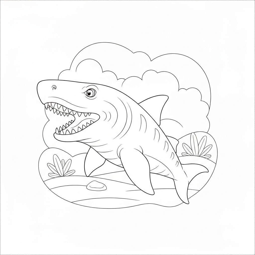 megalodon portrait coloring page