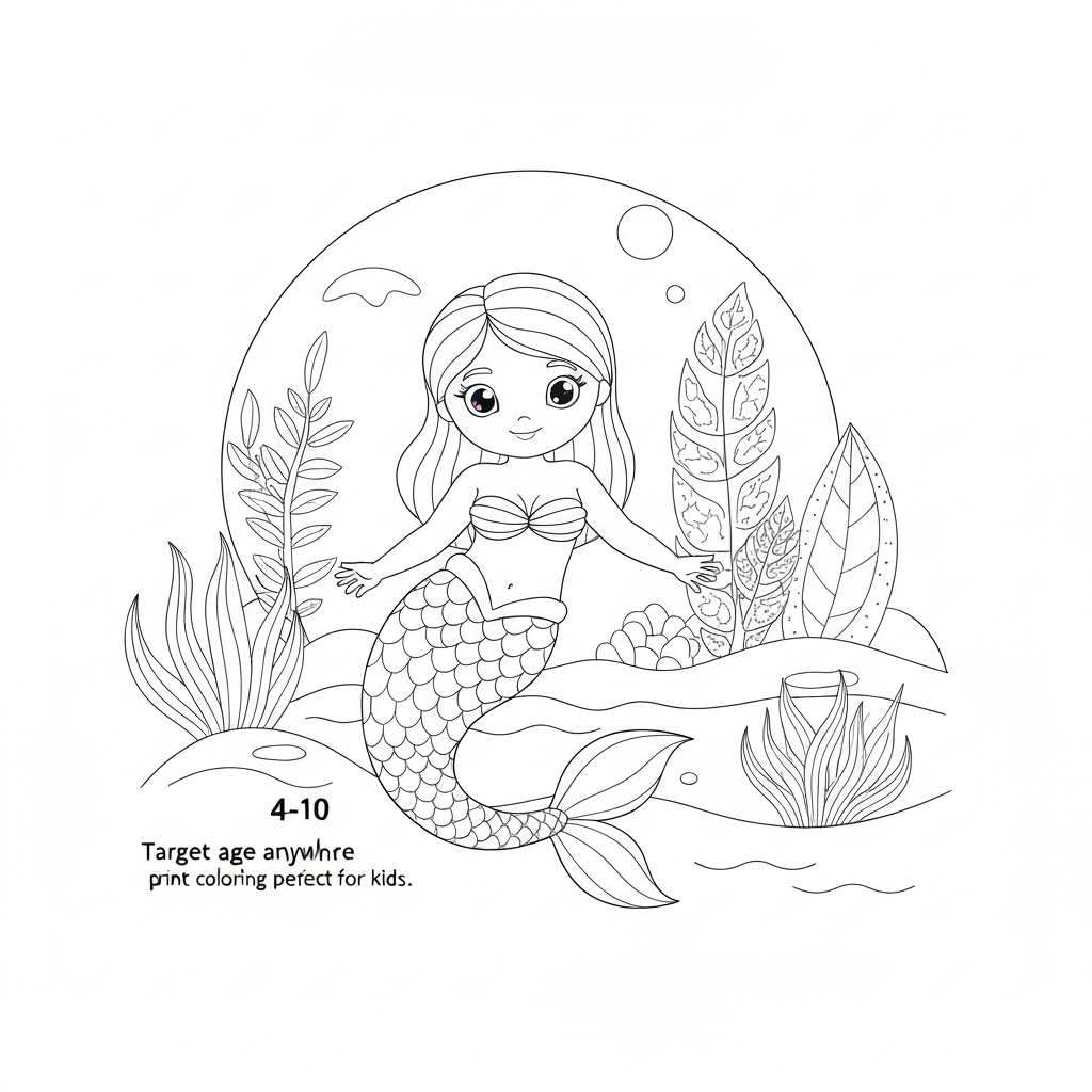 mermaid  print simple coloring page