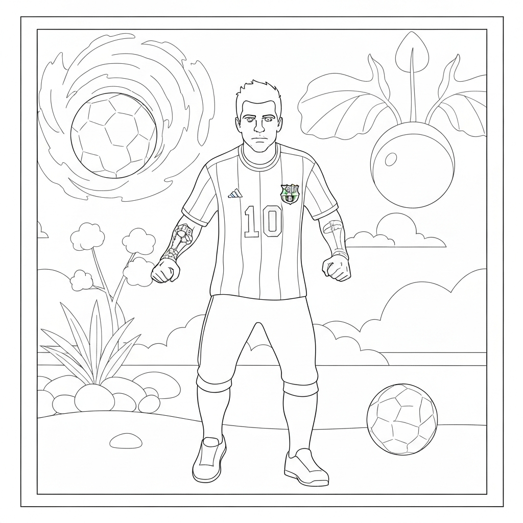 messi action coloring page