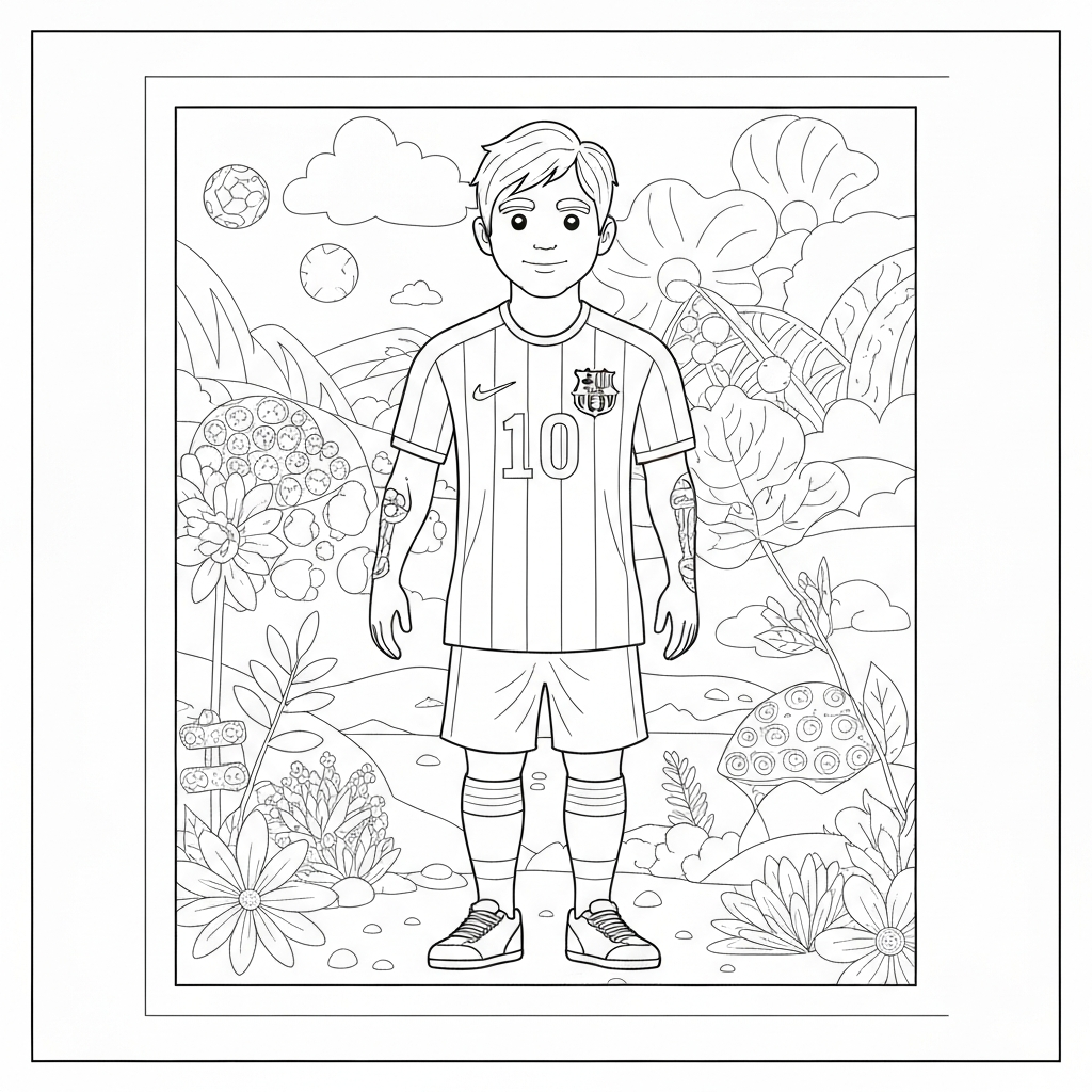 messi decorative coloring page