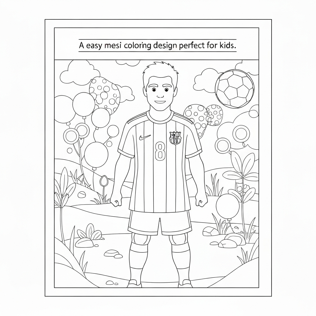 messi easy coloring page