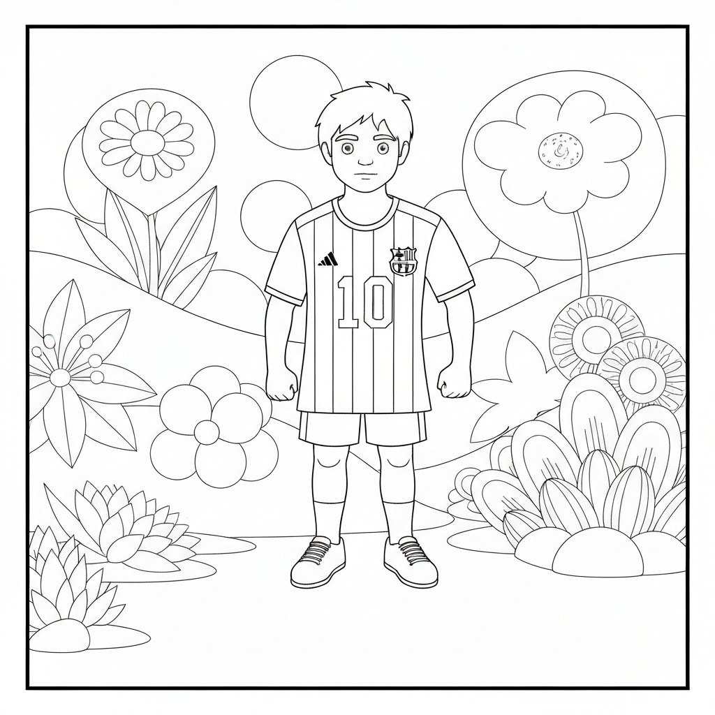 messi flowers coloring page