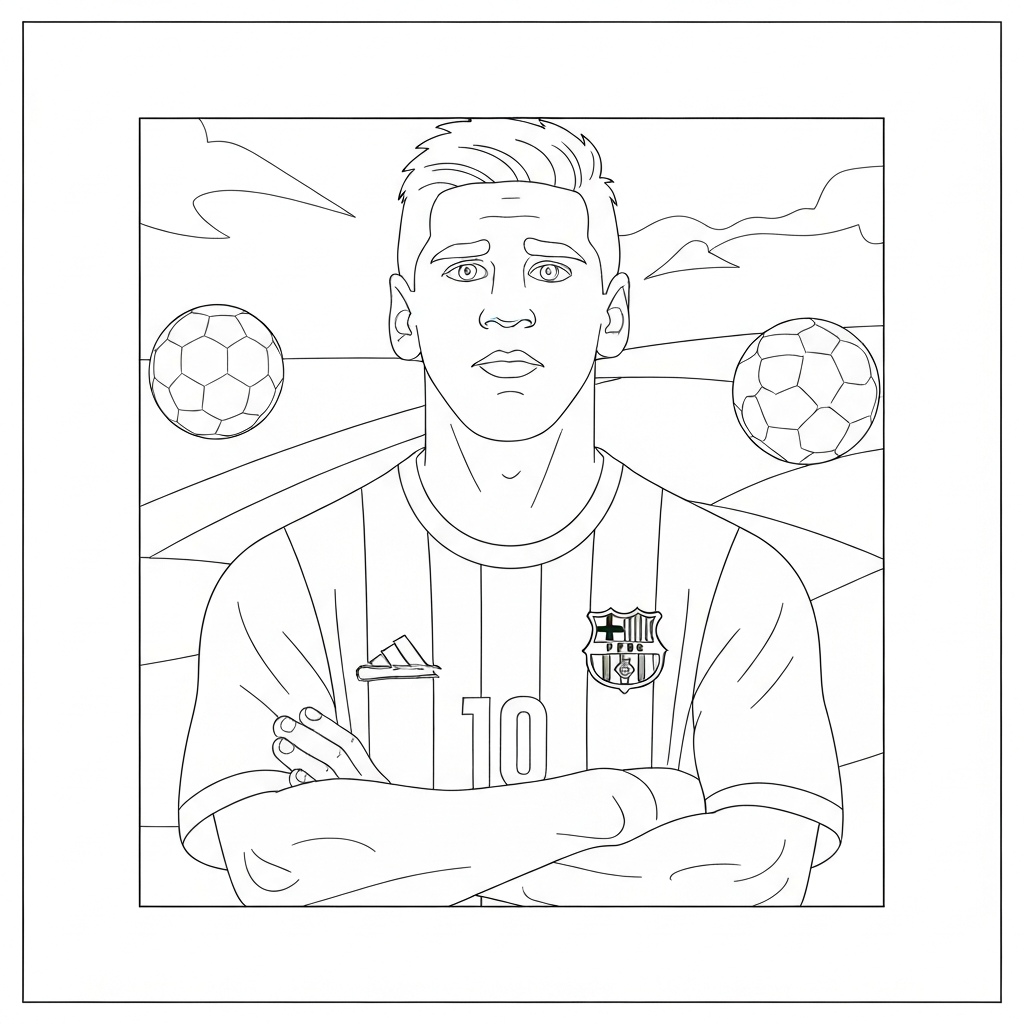 messi portrait coloring page
