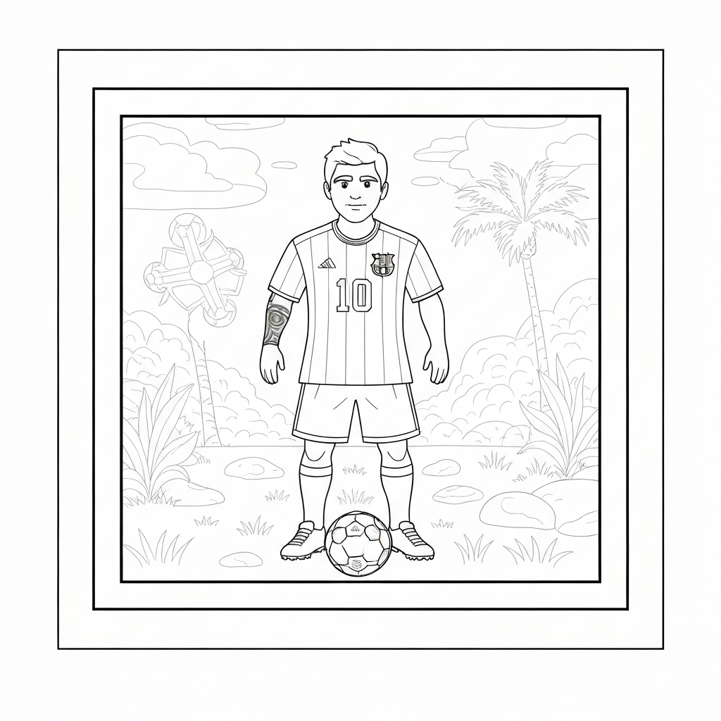 messi simple coloring page
