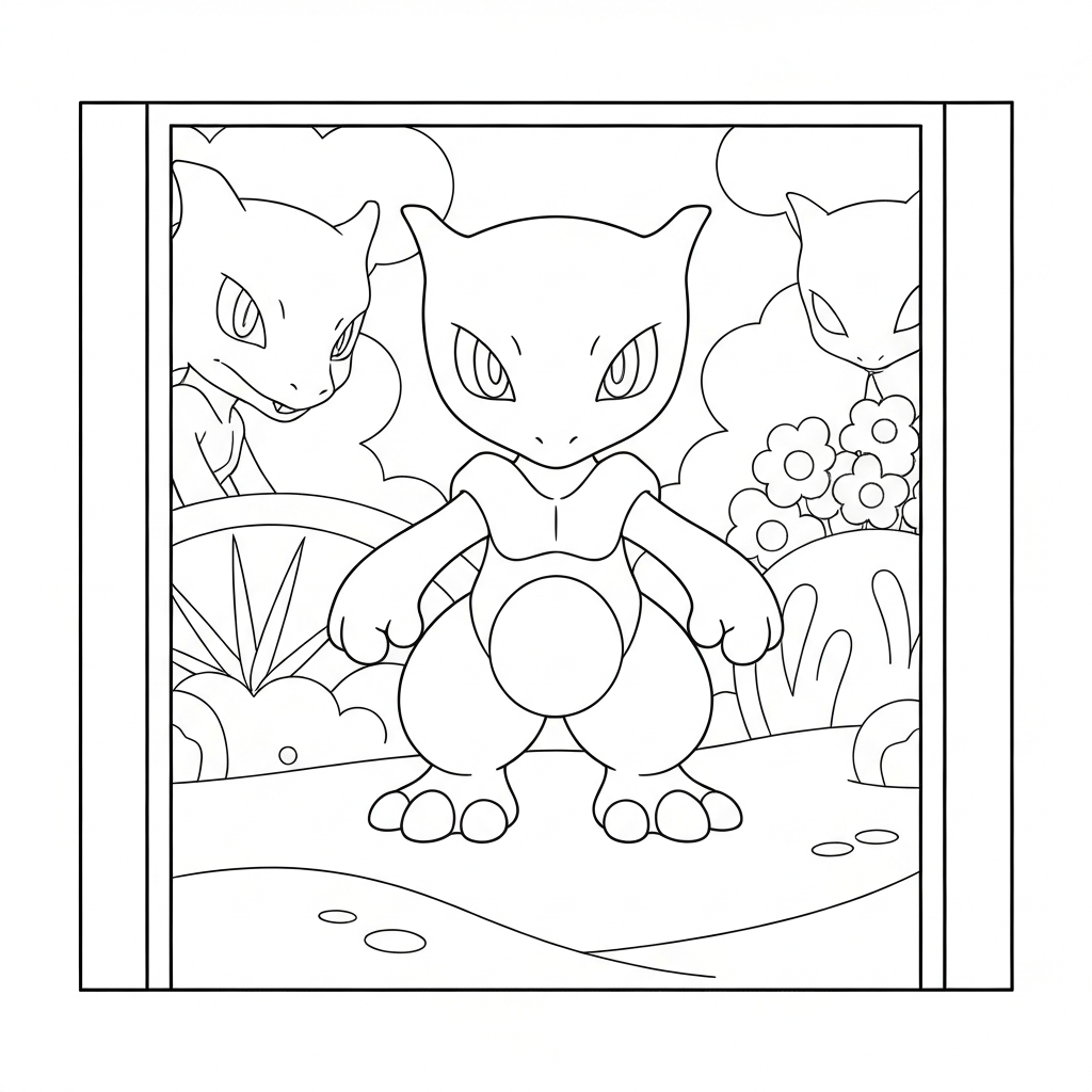mewtwo cartoon coloring page