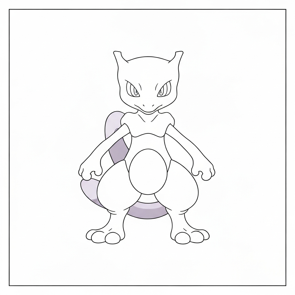 mewtwo detailed coloring page