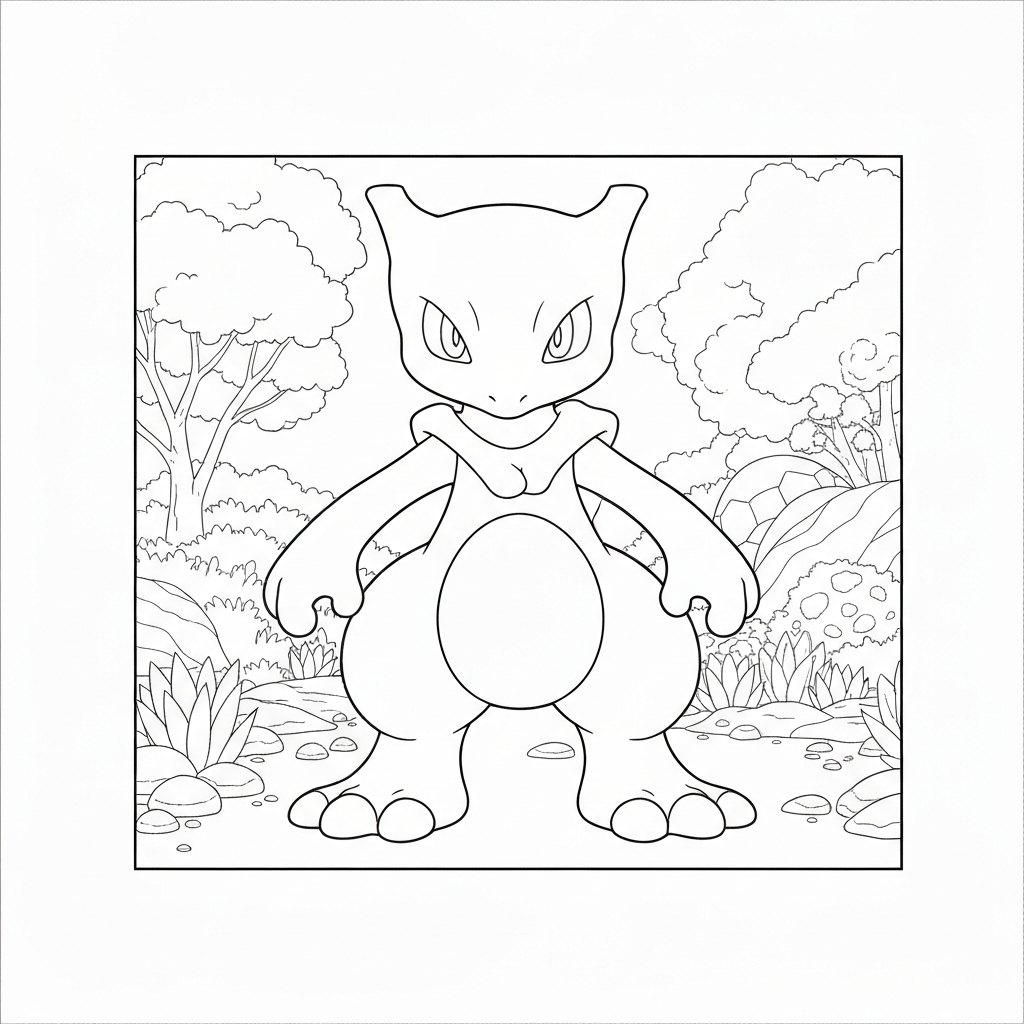 mewtwo easy coloring page