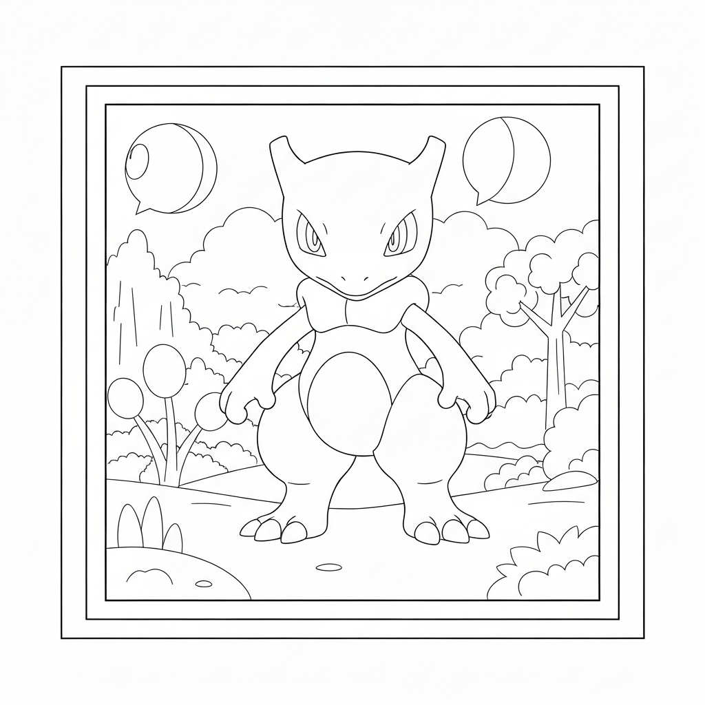 mewtwo family coloring page