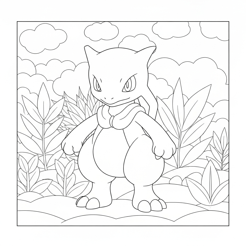 mewtwo flowers coloring page