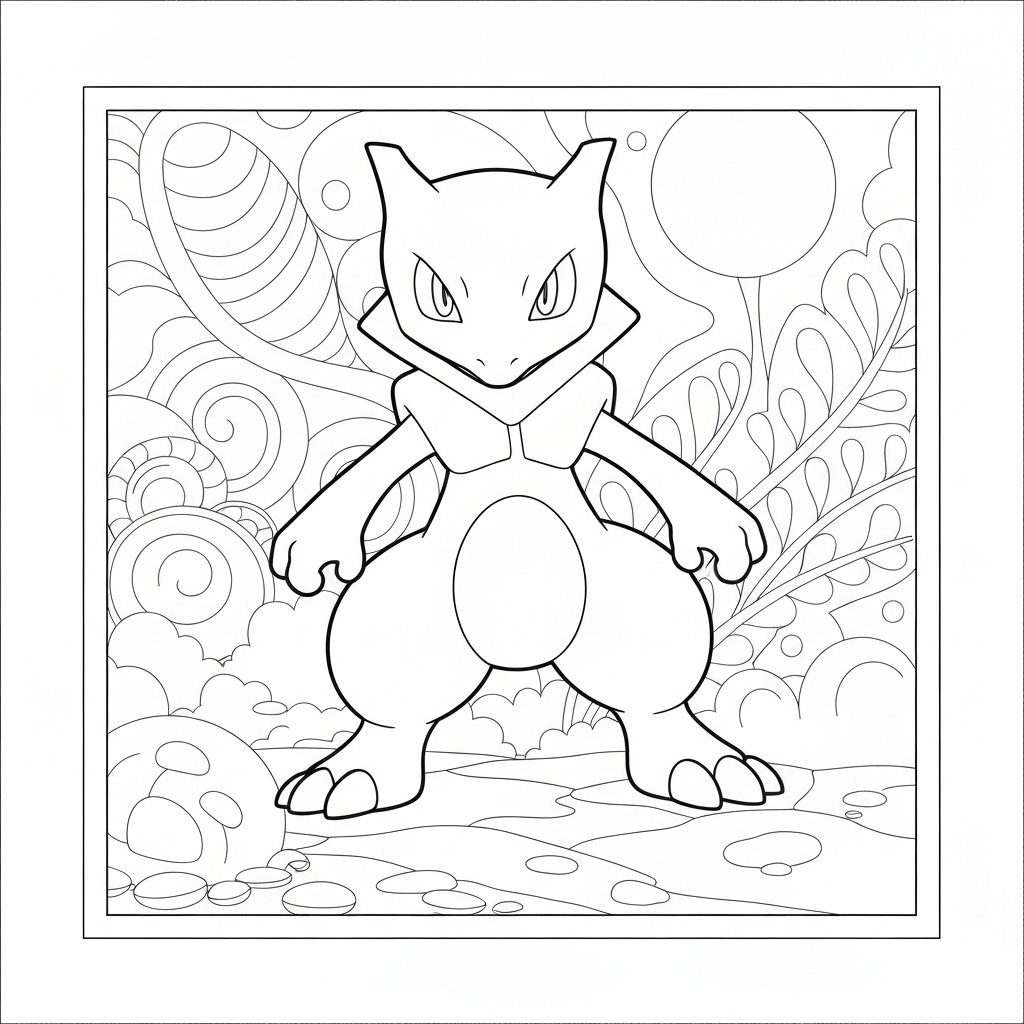 mewtwo mandala coloring page